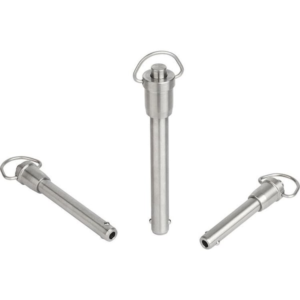 Ball Lock Pin With Grip Ring, D1=10, L=100, L1=9, L5=109, Stainless Steel, Comp:Stainless Steel